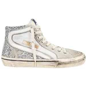 Golden Goose Slide Silver Glitter Women's Sneakers