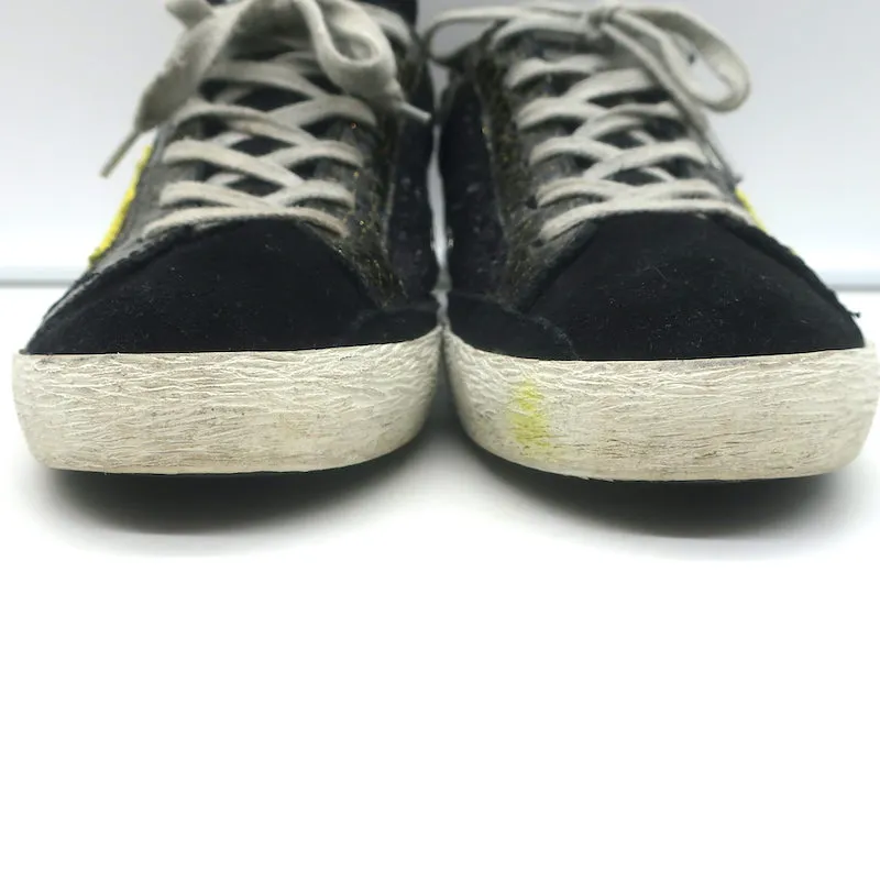 Golden Goose Superstar Glitter Sneakers Black Croc-Print Patent Leather Size 38