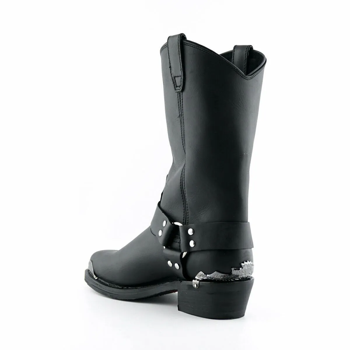 Grinders Mens Black Cowboy Biker Boots- Eagle Hi