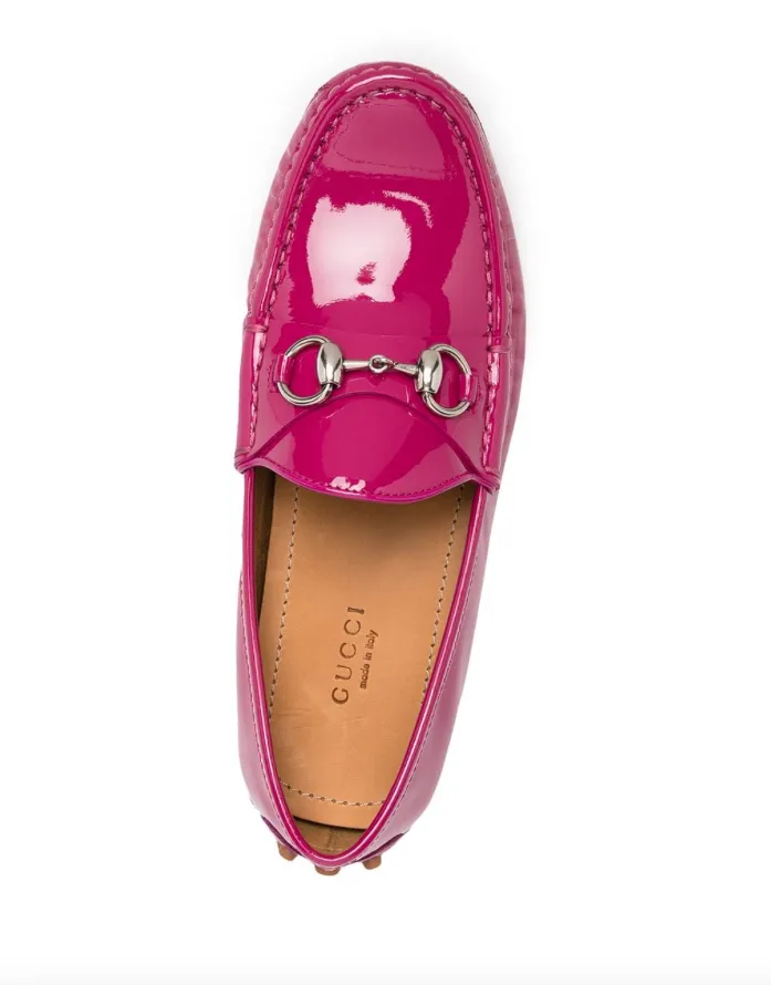 Gucci glossy-finish horsebit loafers