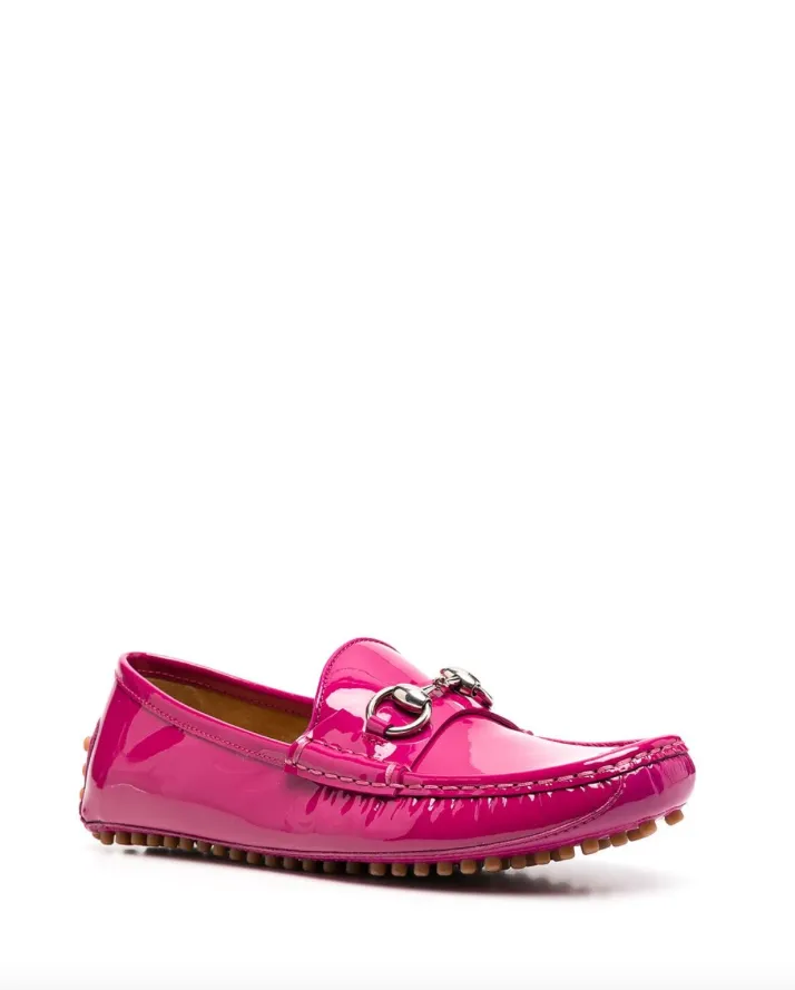 Gucci glossy-finish horsebit loafers