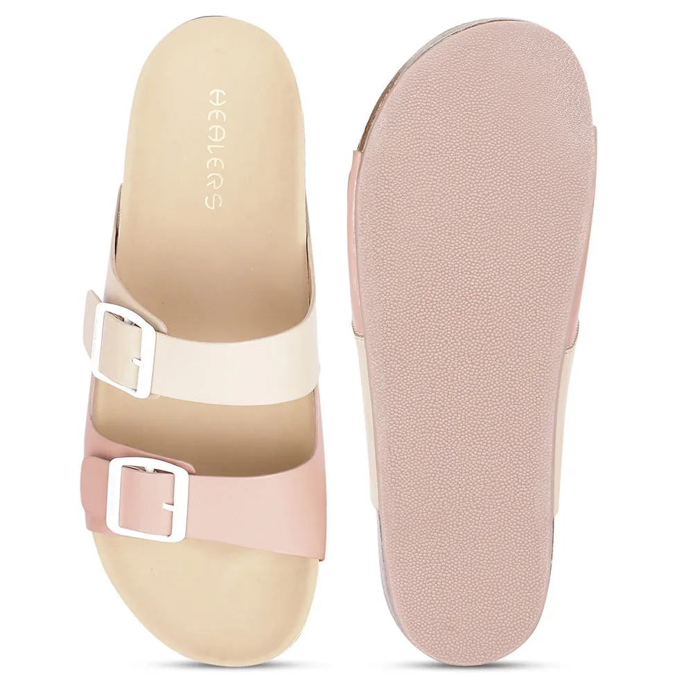 Healers Casual Peach Buckle Slider For Women J332-13 By Liberty