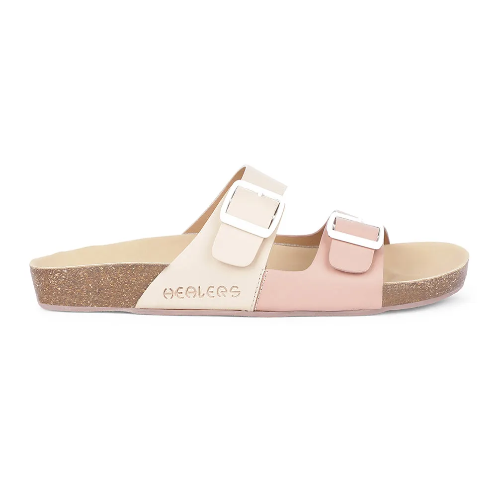 Healers Casual Peach Buckle Slider For Women J332-13 By Liberty
