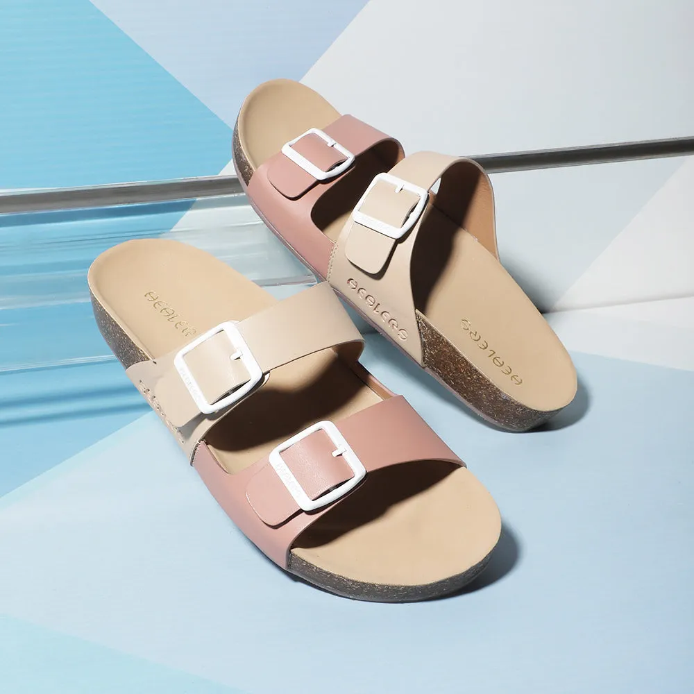 Healers Casual Peach Buckle Slider For Women J332-13 By Liberty