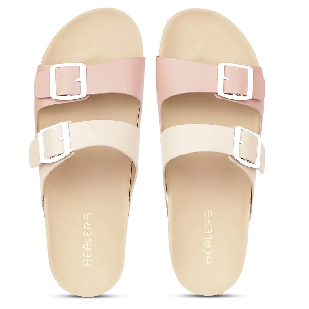 Healers Casual Peach Buckle Slider For Women J332-13 By Liberty