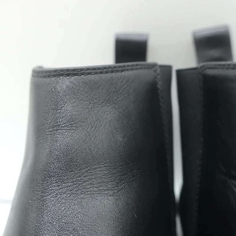 Jenni Kayne Chelsea Boots Black Leather Size 37.5 Flat Ankle Boots