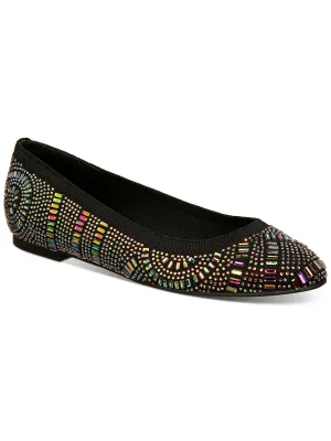 Karli Womens Embellished Slip On Ballet Flats