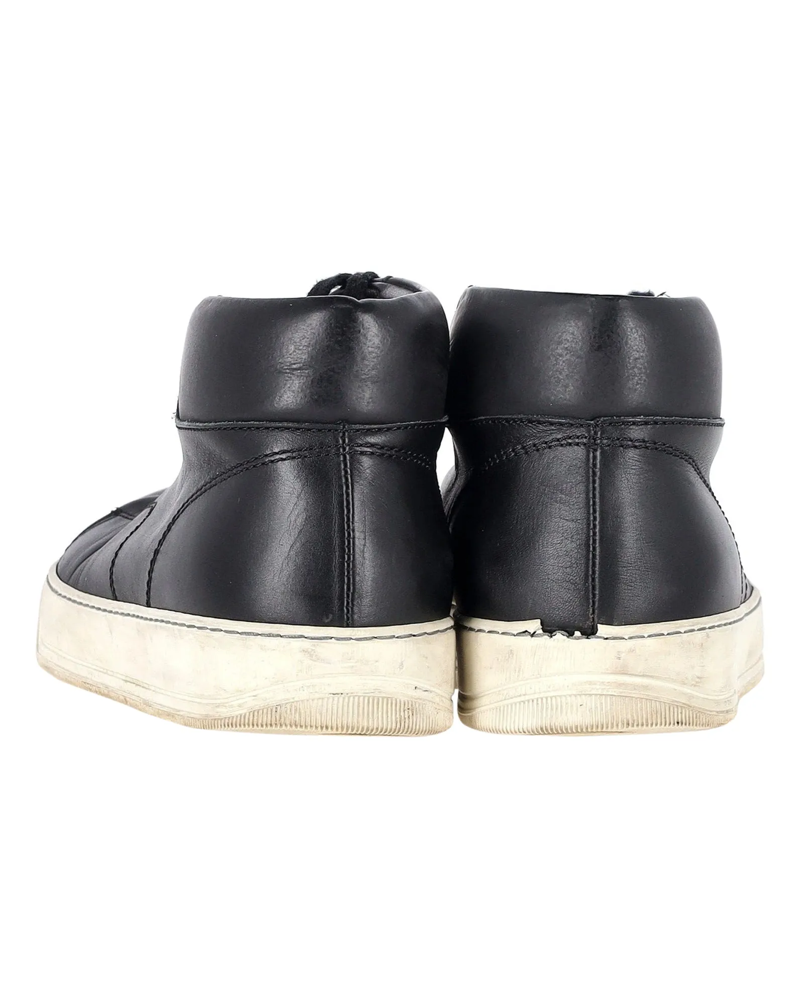 Lanvin Mid-Top Sneakers in Black Leather