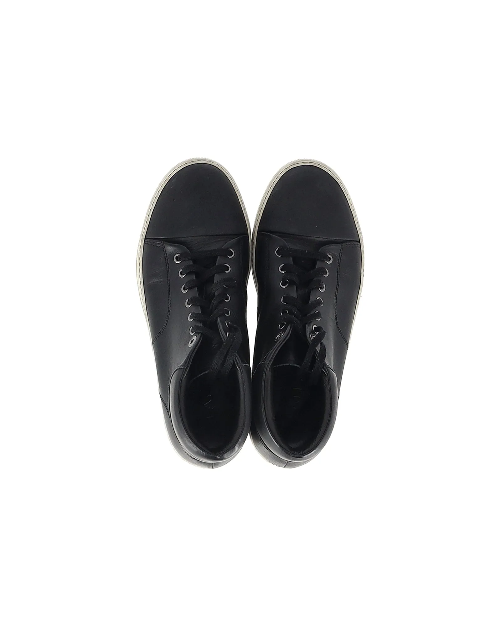 Lanvin Mid-Top Sneakers in Black Leather