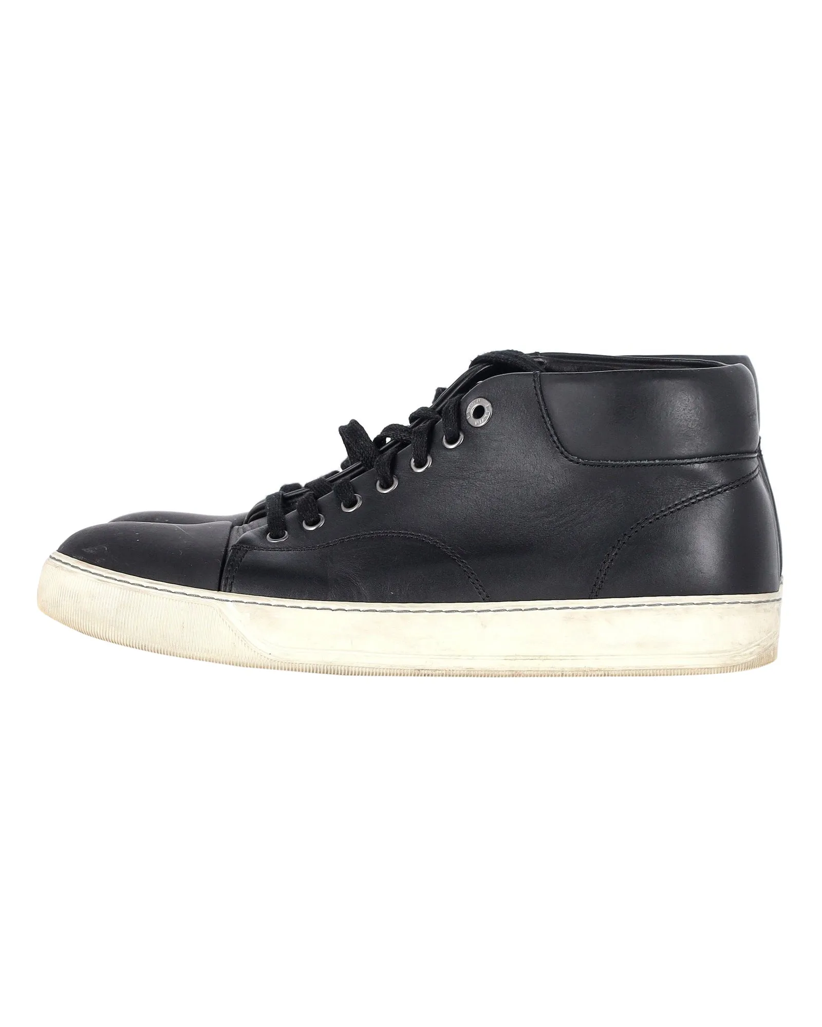 Lanvin Mid-Top Sneakers in Black Leather