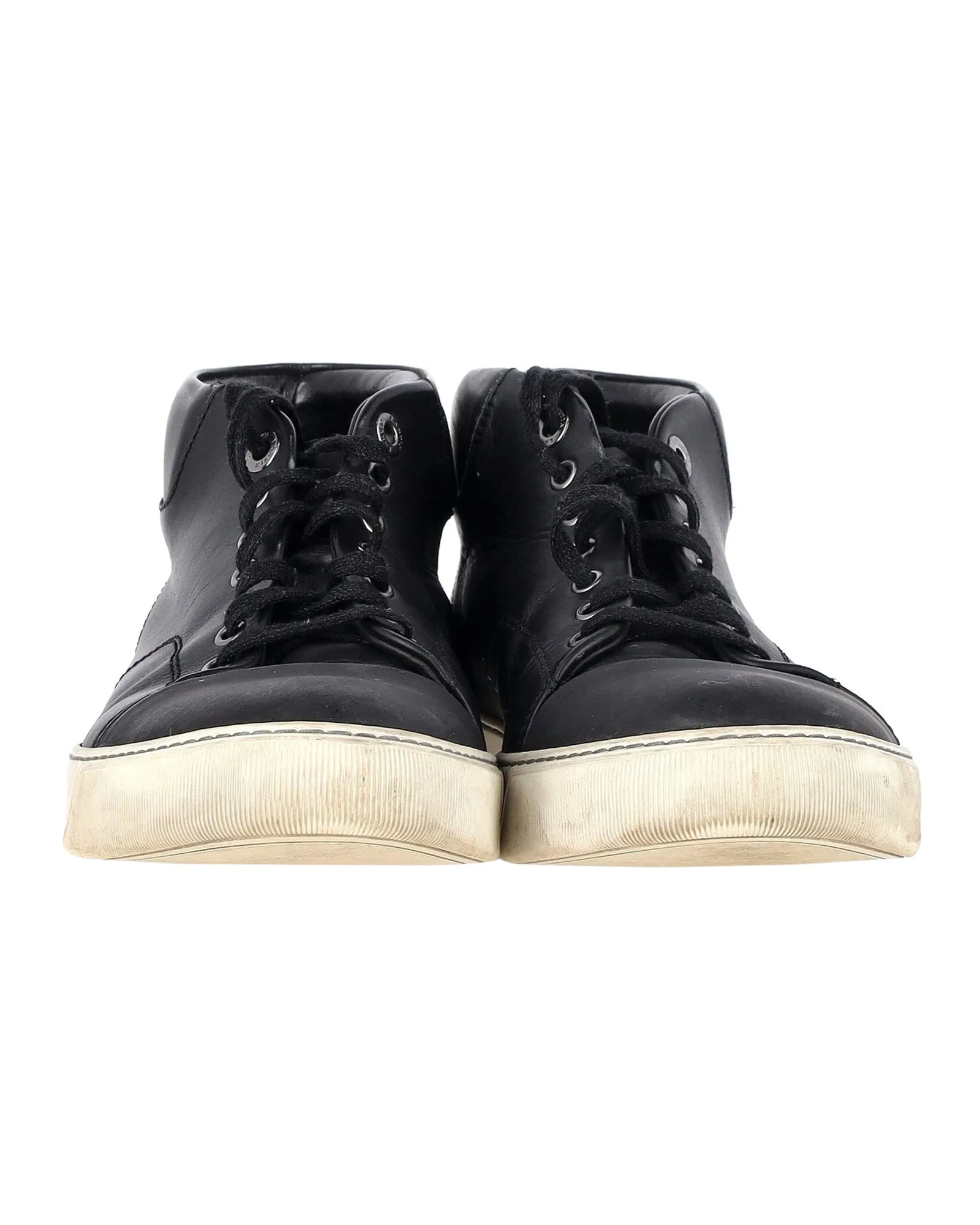 Lanvin Mid-Top Sneakers in Black Leather