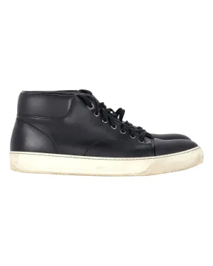 Lanvin Mid-Top Sneakers in Black Leather