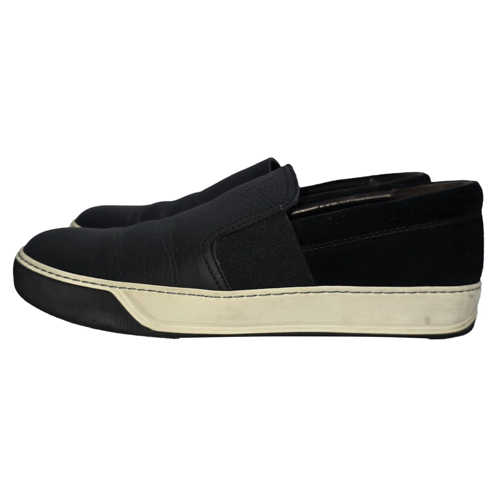 Lanvin Slip-On Sneakers in Black Leather and Suede