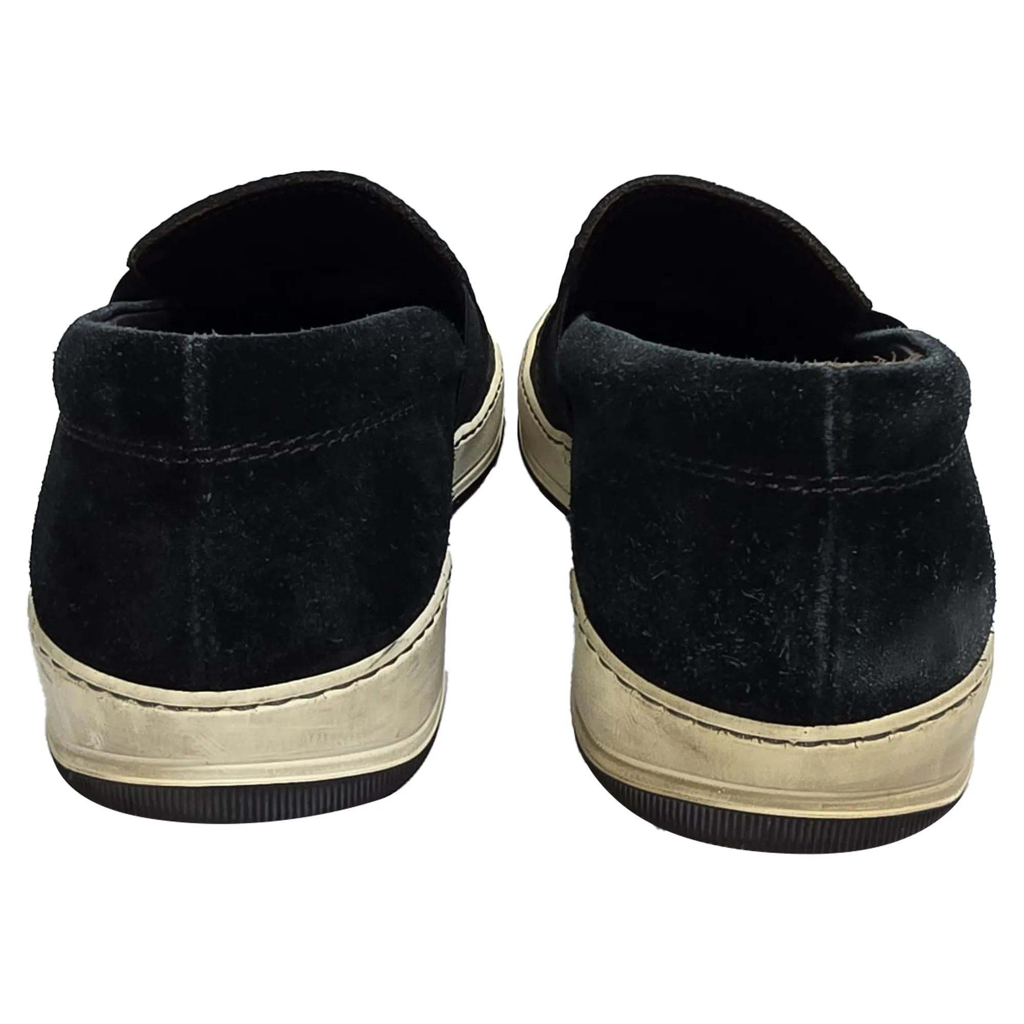 Lanvin Slip-On Sneakers in Black Leather and Suede