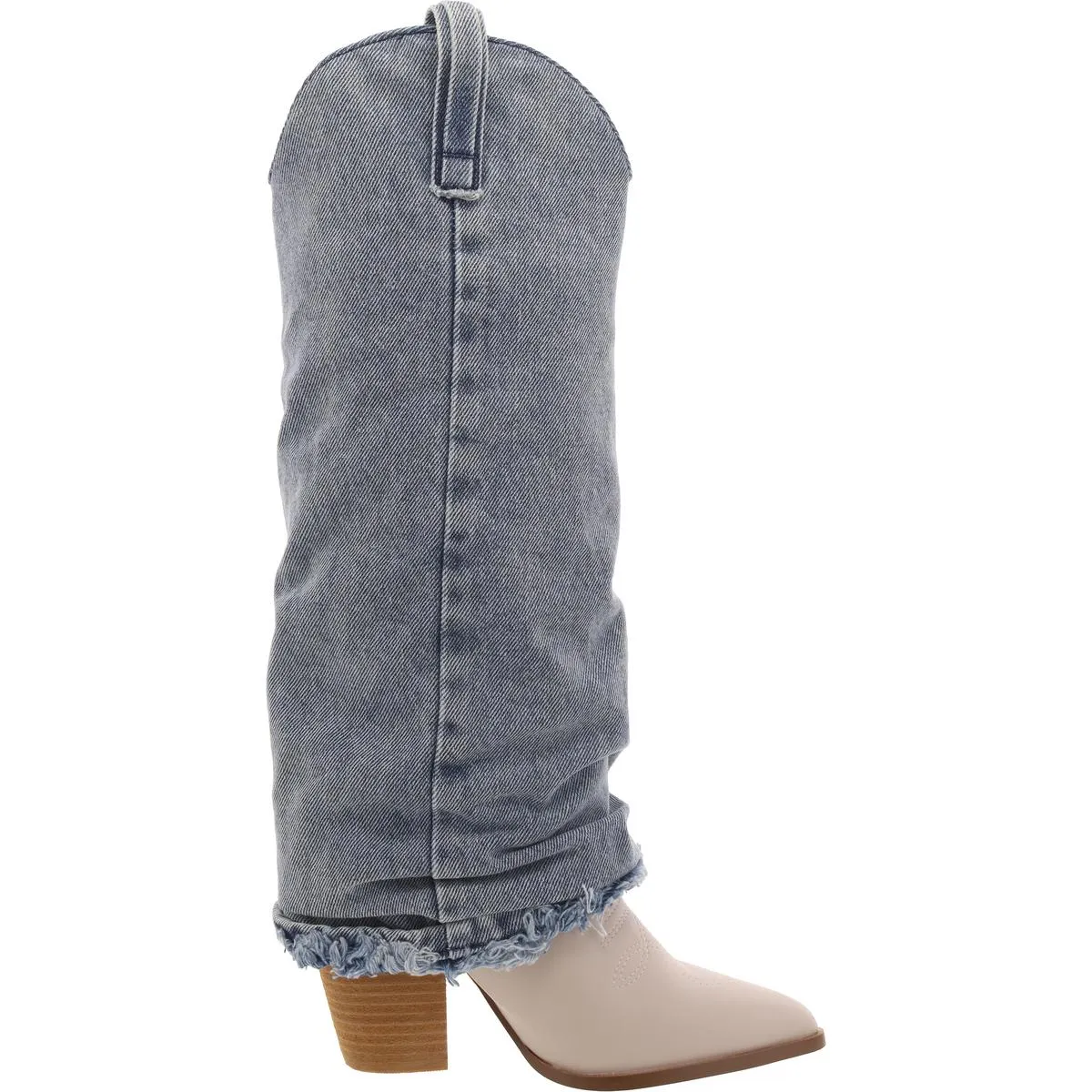 Lassy Womens Denim Block Heel Cowboy, Western Boots
