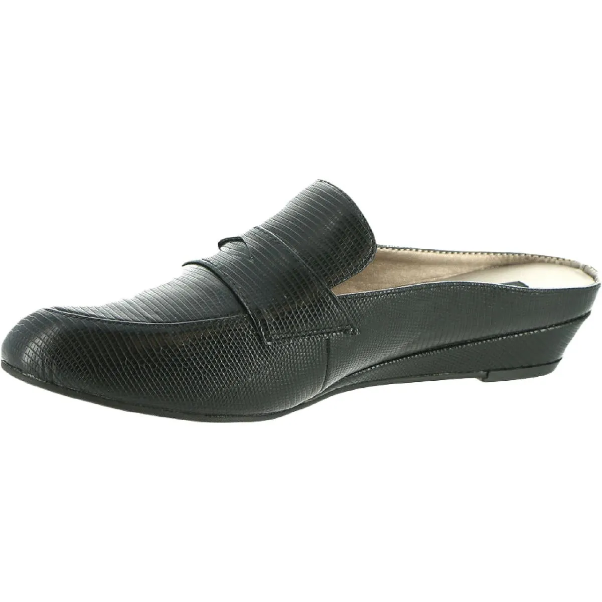 Leilani Womens Faux Leather Slip On Loafer Mule