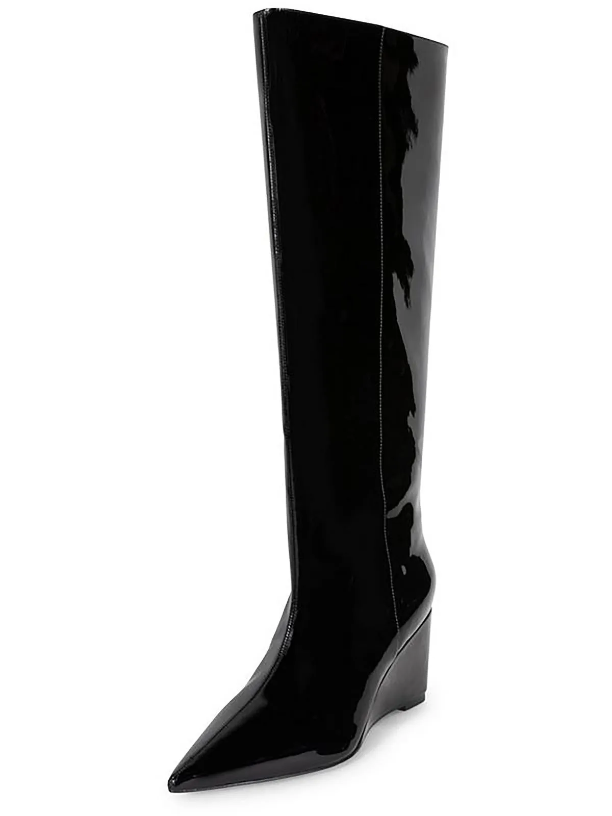 LELA Womens Patent Leather Pointed Toe Knee-High Boots