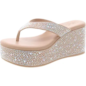 Lolif Womens Rhinestone Open Toe Platform Sandals