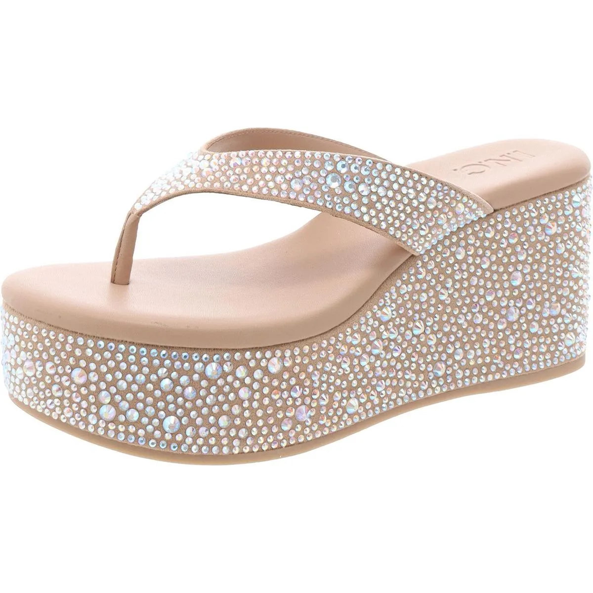 Lolif Womens Rhinestone Open Toe Platform Sandals