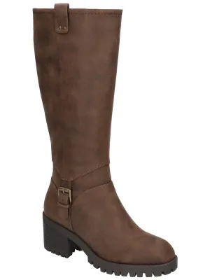 LORIELLE PLUS Womens Faux Leather Inside Zipper Knee-High Boots