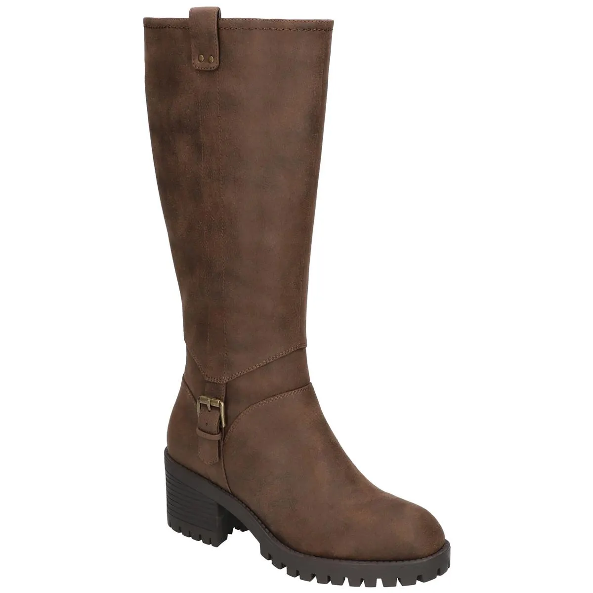 LORIELLE PLUS Womens Faux Leather Inside Zipper Knee-High Boots