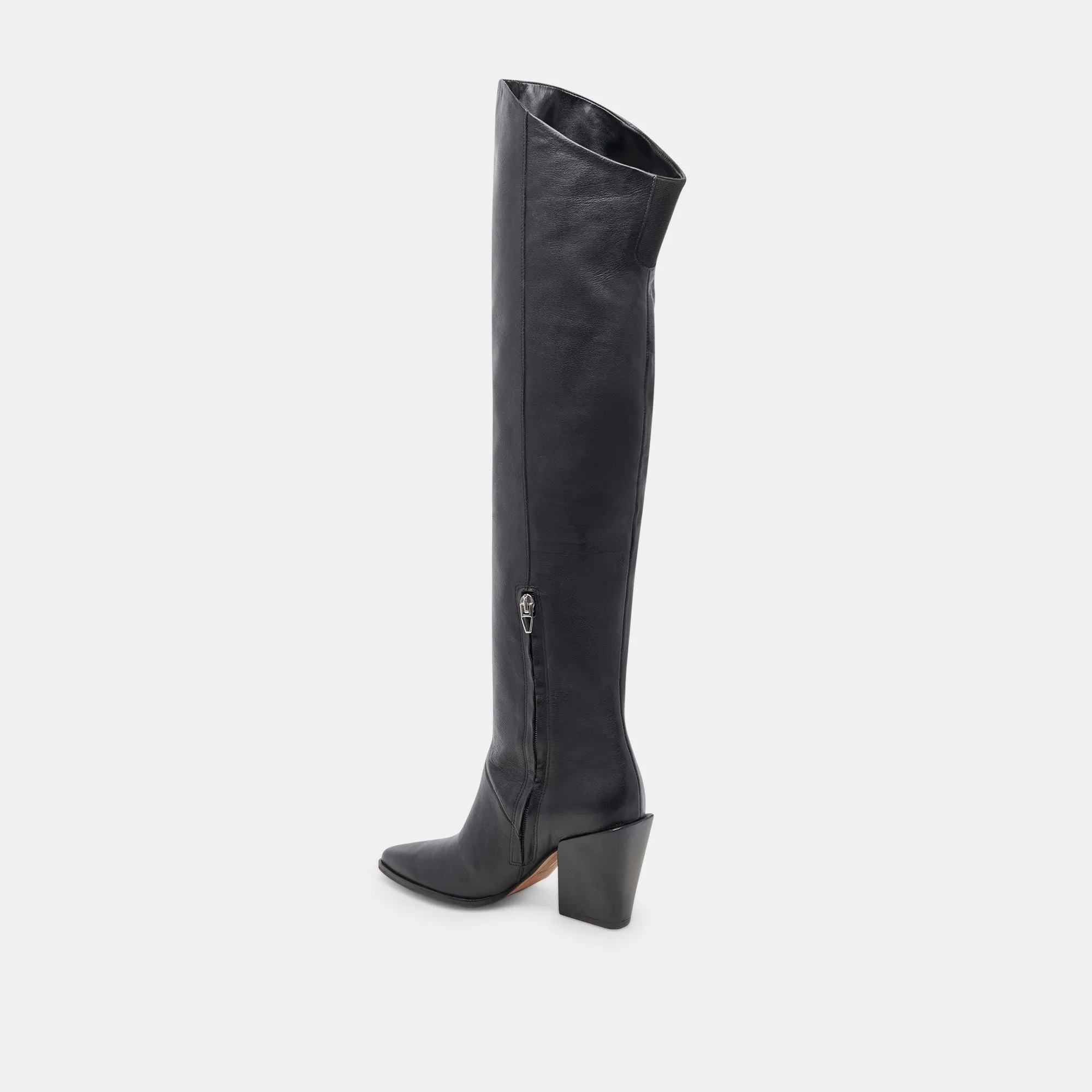 LUPIN WIDE CALF BOOTS BLACK LEATHER