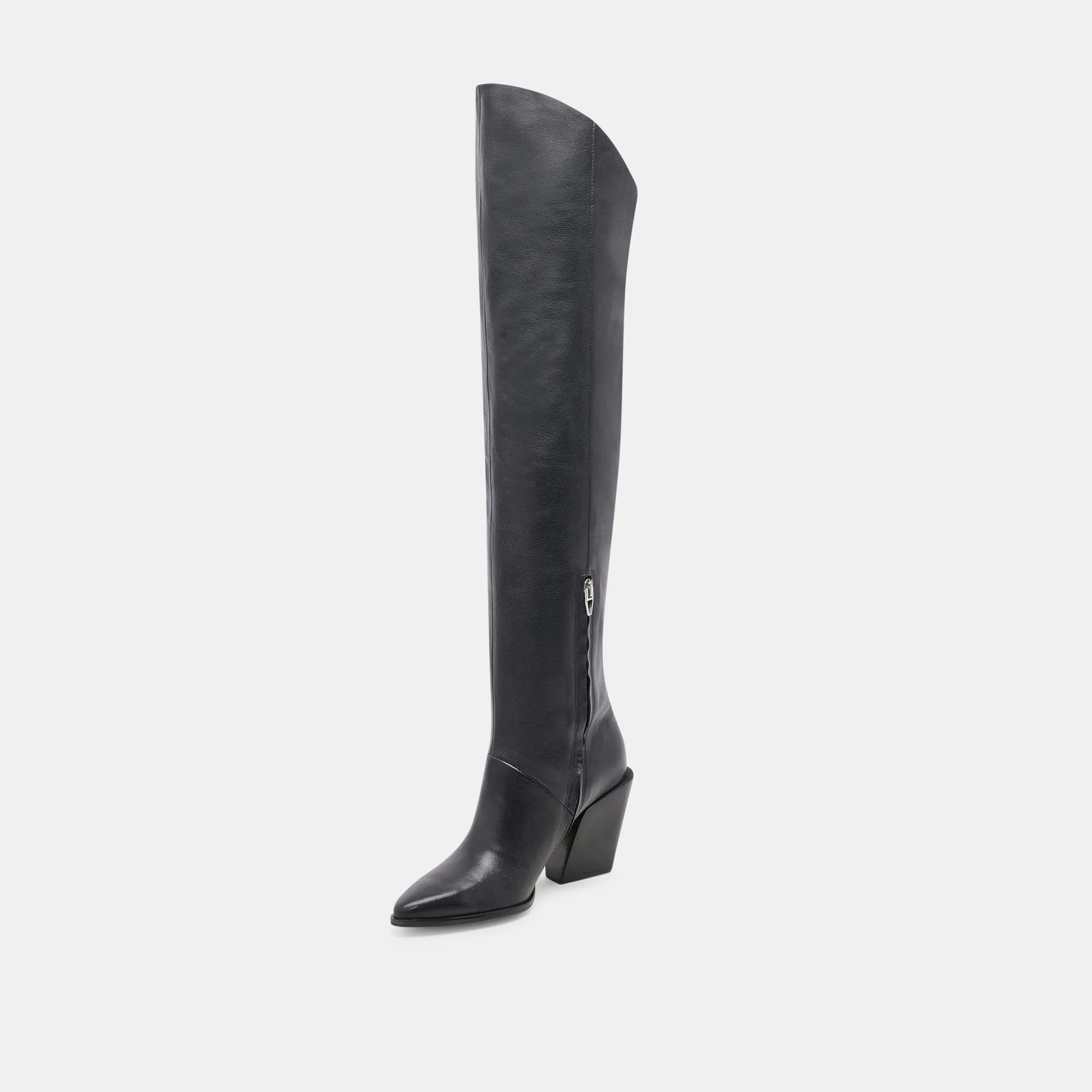 LUPIN WIDE CALF BOOTS BLACK LEATHER