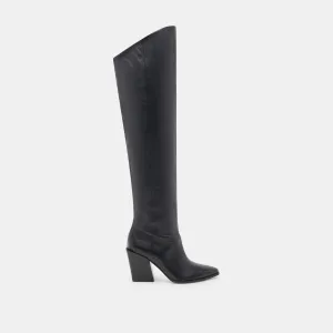LUPIN WIDE CALF BOOTS BLACK LEATHER