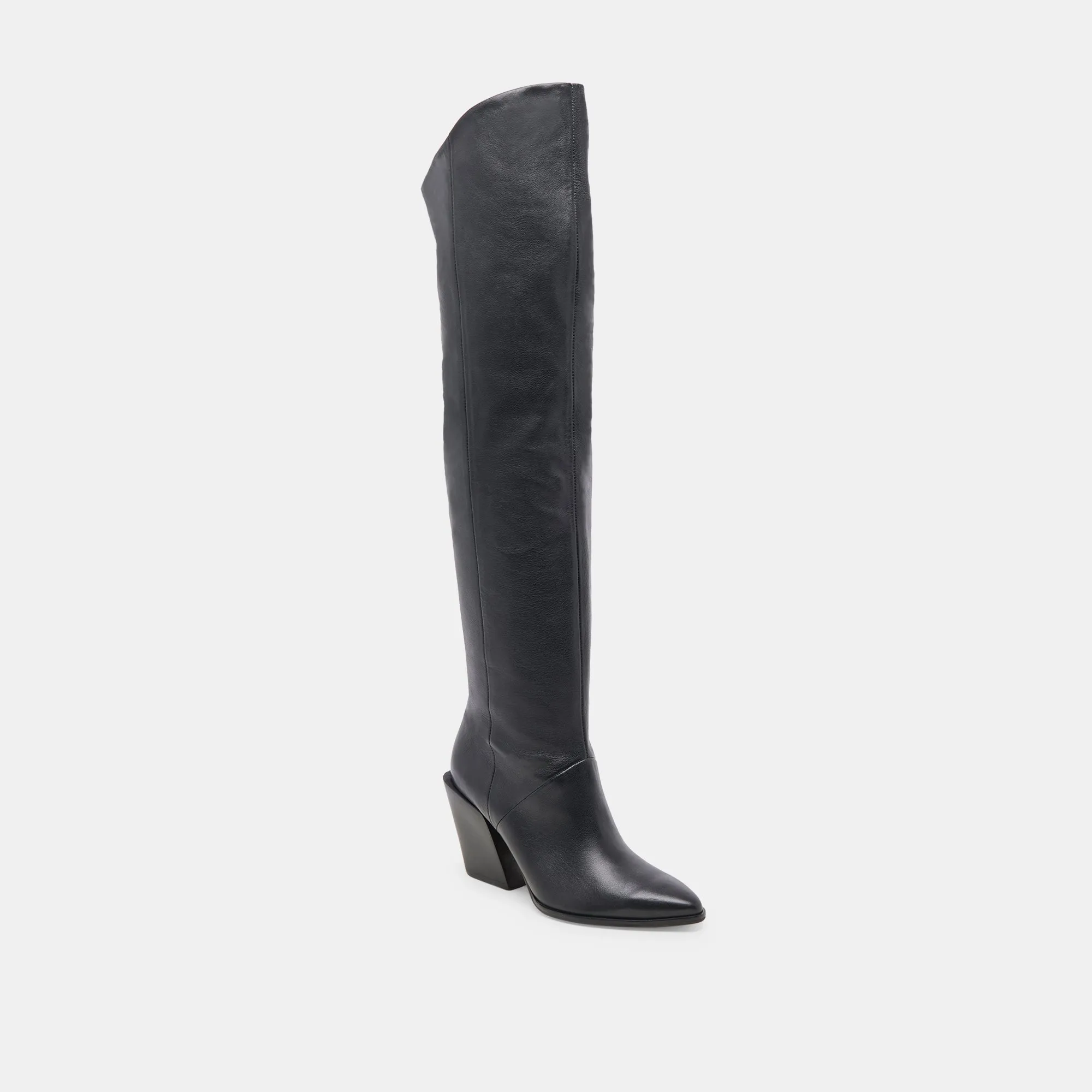 LUPIN WIDE CALF BOOTS BLACK LEATHER