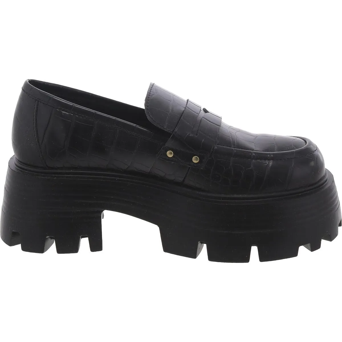 Madlove Womens Faux Leather Croc Print Loafers