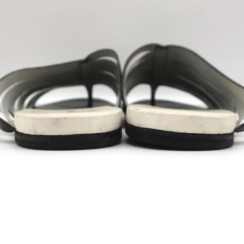 Marsell Strappy Slide Sandals Zeppella Black & White Leather Size 37.5