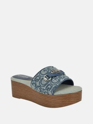 Matties Denim Wooden Platform Sandals