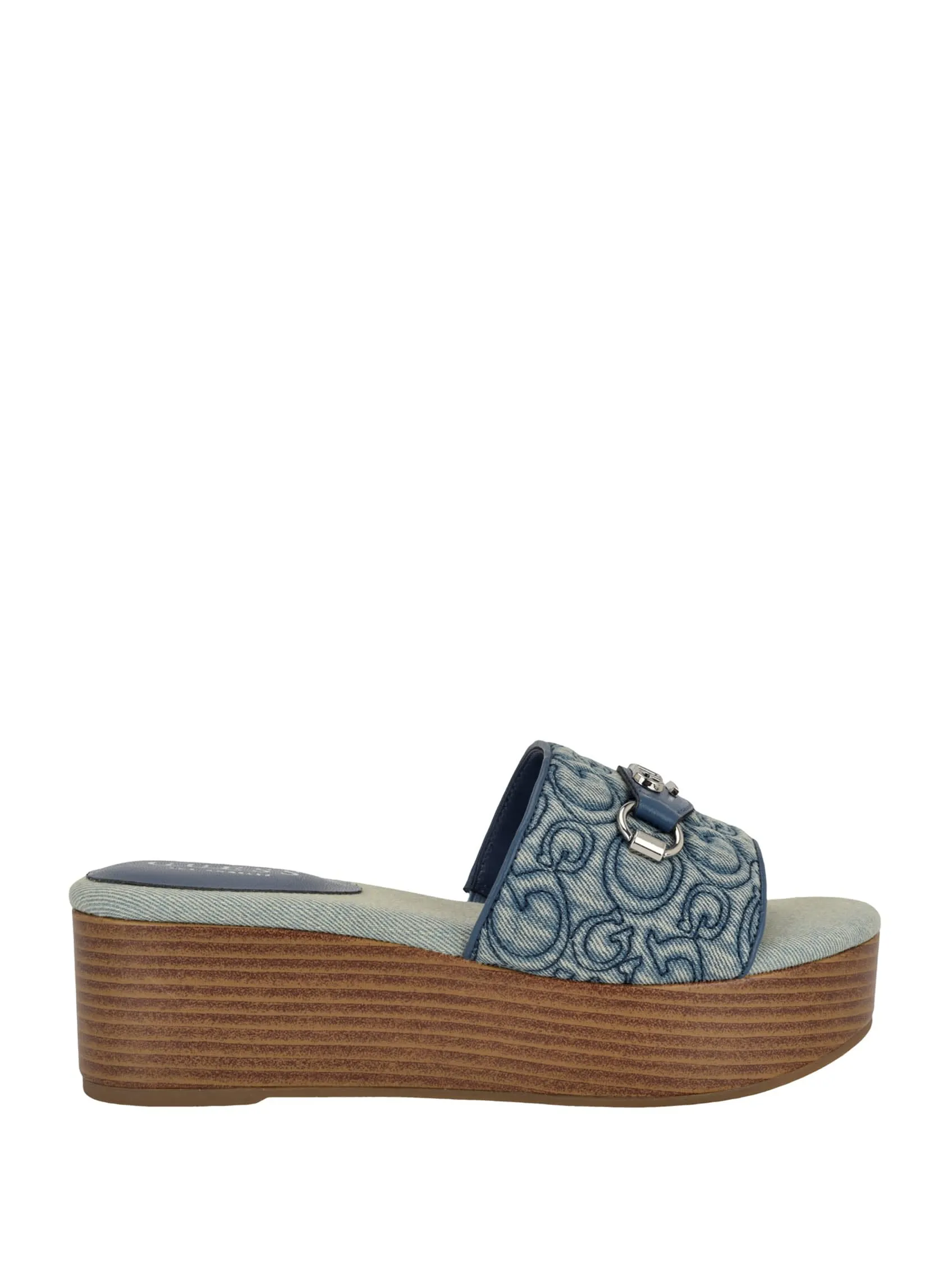 Matties Denim Wooden Platform Sandals