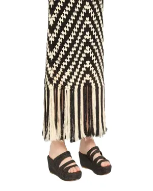 Medi Raffia Wedge Slide Sandals In Black