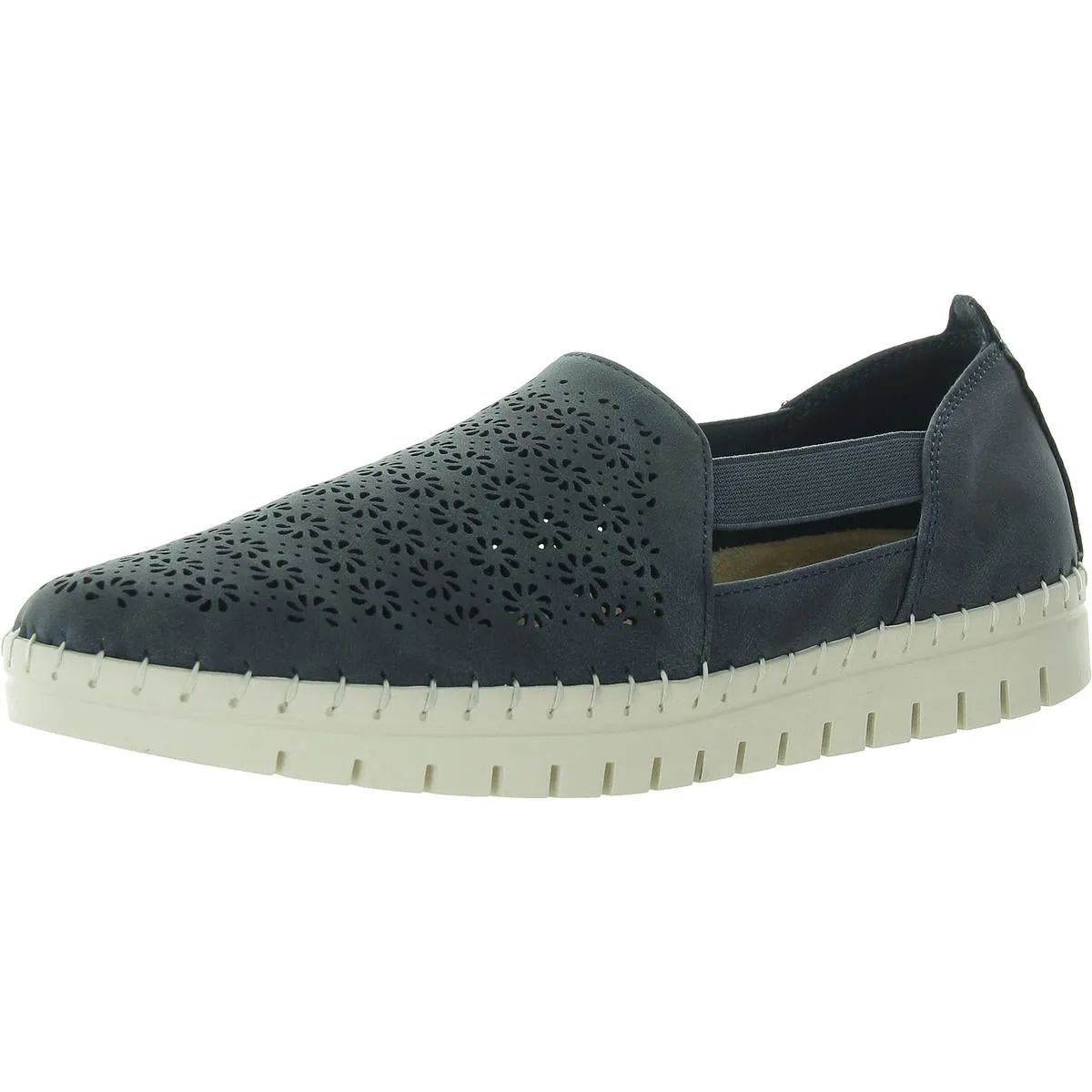 Megafresh Womens Padded Insole Faux Leather Slip-On Sneakers