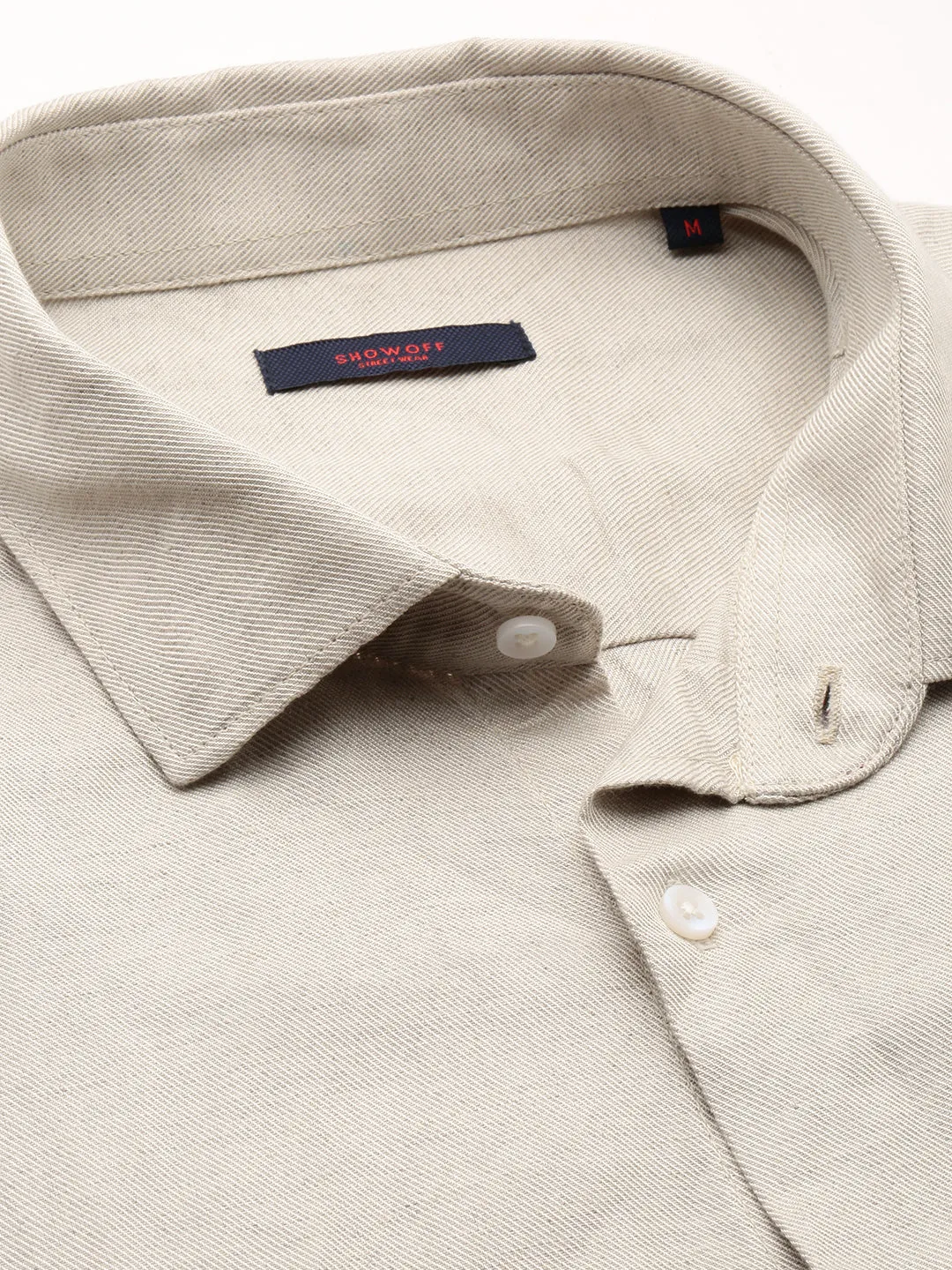 Men Beige Spread Collar Comfort Cotton Casual Shirt