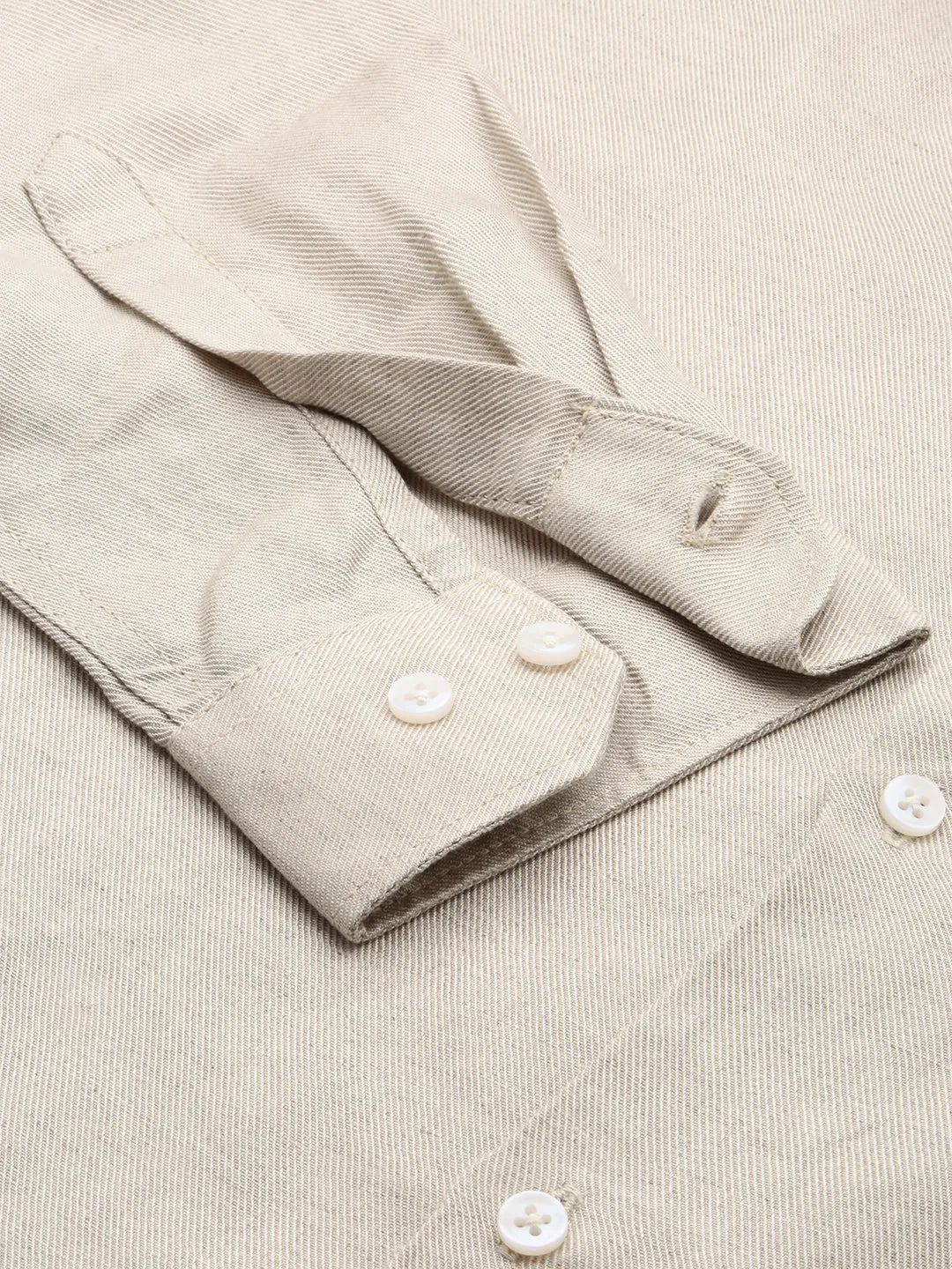 Men Beige Spread Collar Comfort Cotton Casual Shirt