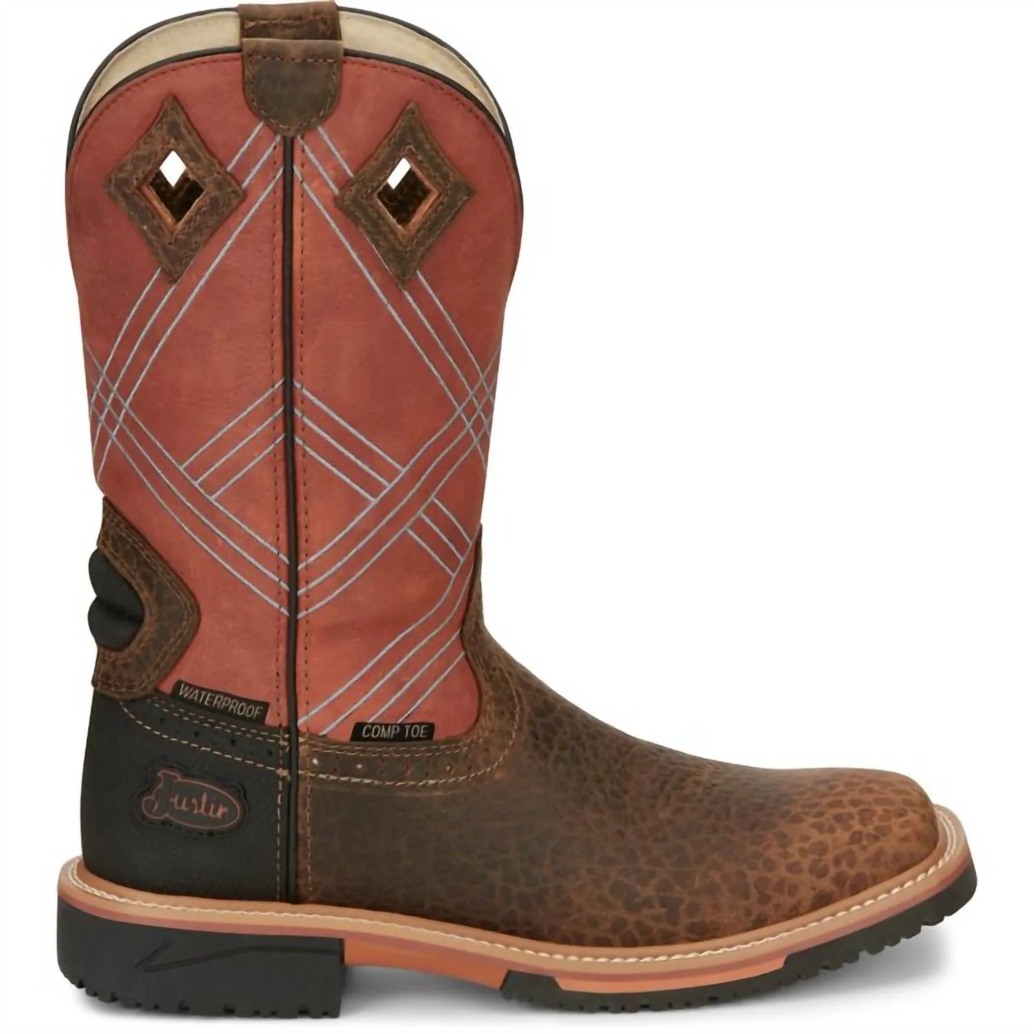 Men's 12" Waterproof Leather Work Boot In Pecan