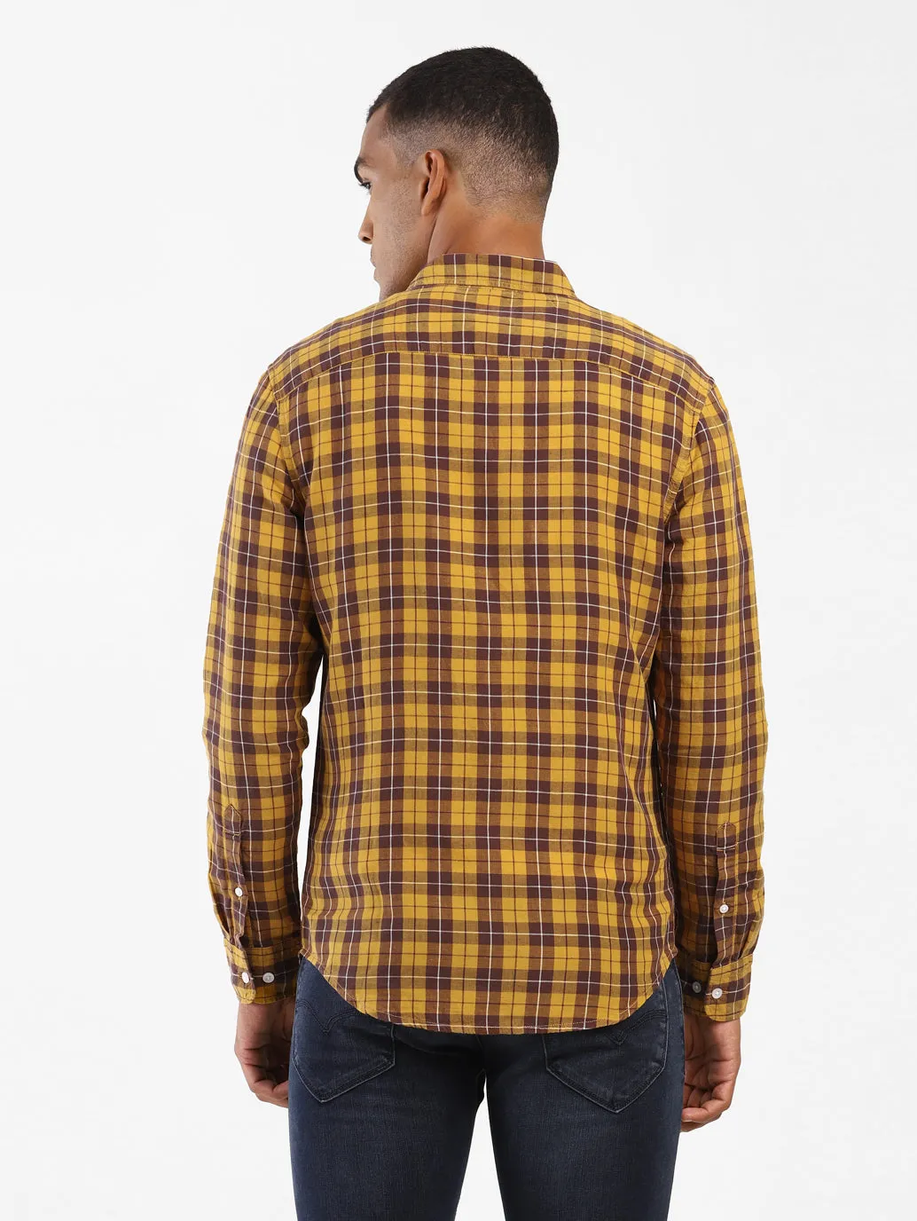 Men's Checkered Spread Collar Shirt