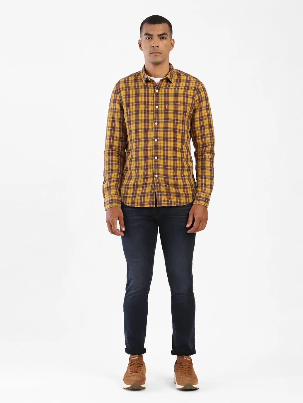 Men's Checkered Spread Collar Shirt