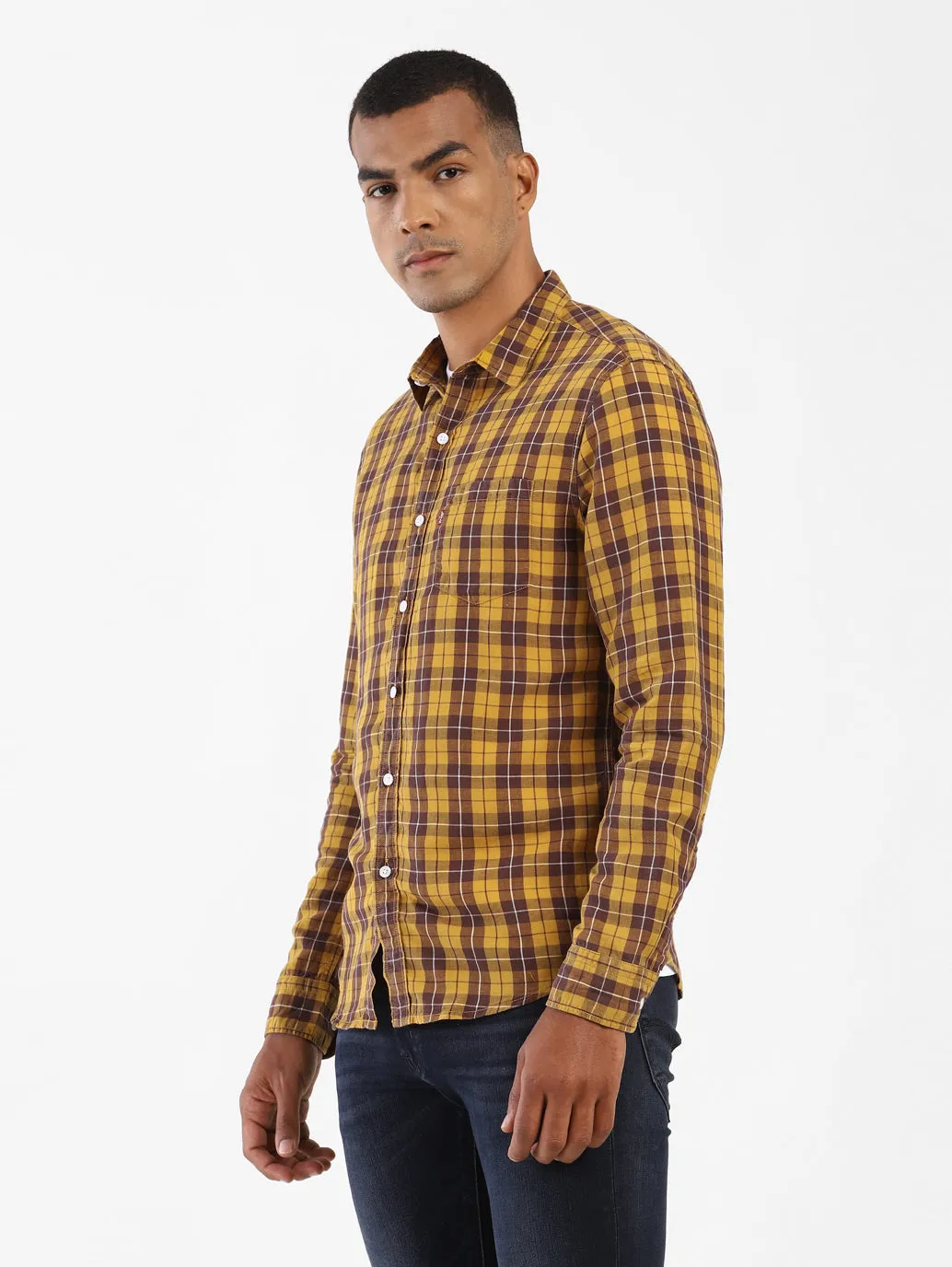 Men's Checkered Spread Collar Shirt
