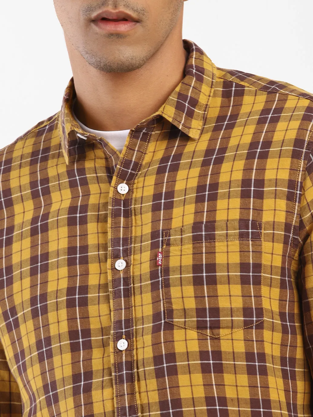 Men's Checkered Spread Collar Shirt