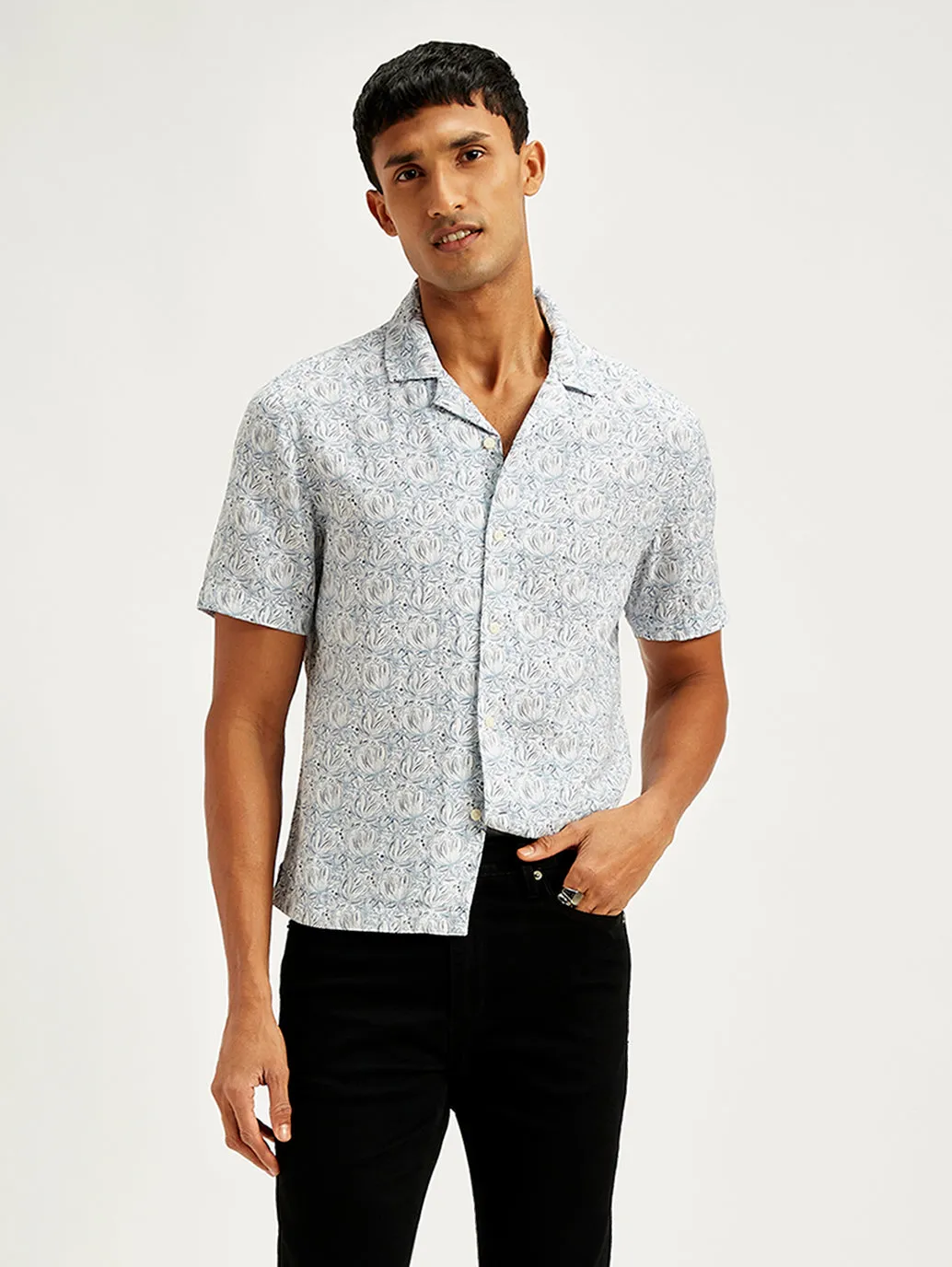 Men's Floral Print Relaxed Fit Camp Shirt