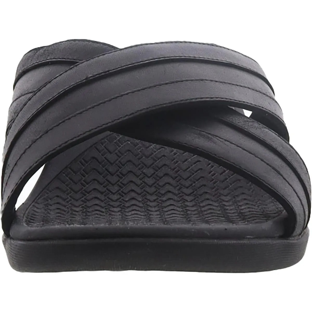 Mens Leather Cushioned Footbed Slide Sandals