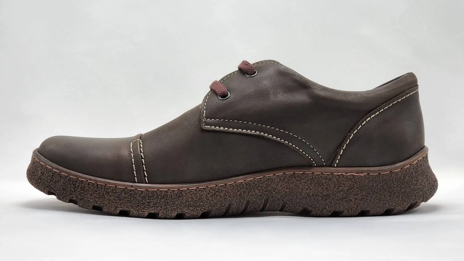 Men's Rugged Leather Shoes In Dark Brown