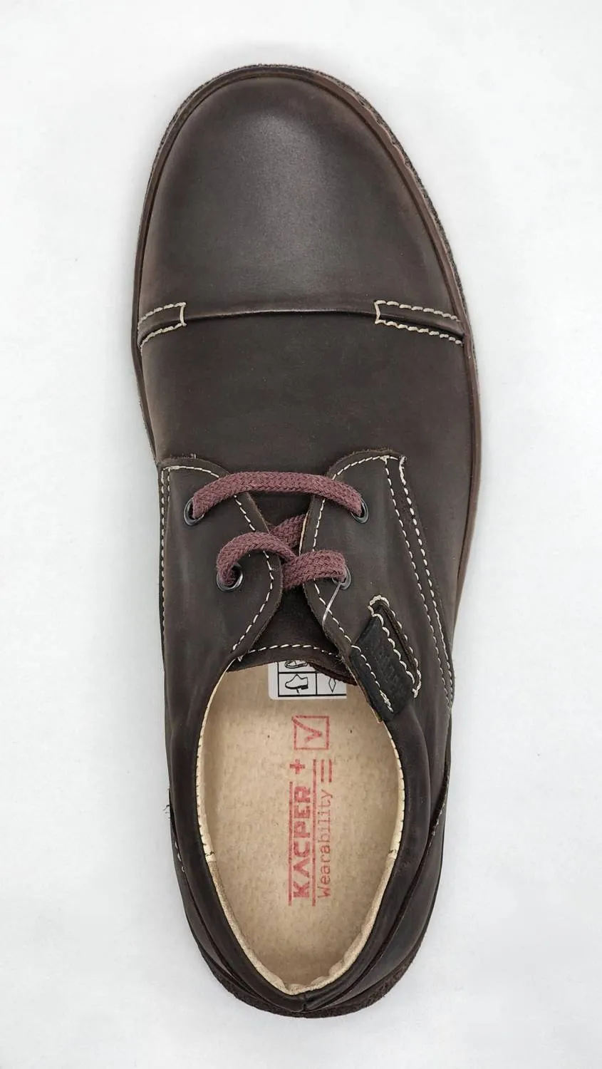 Men's Rugged Leather Shoes In Dark Brown