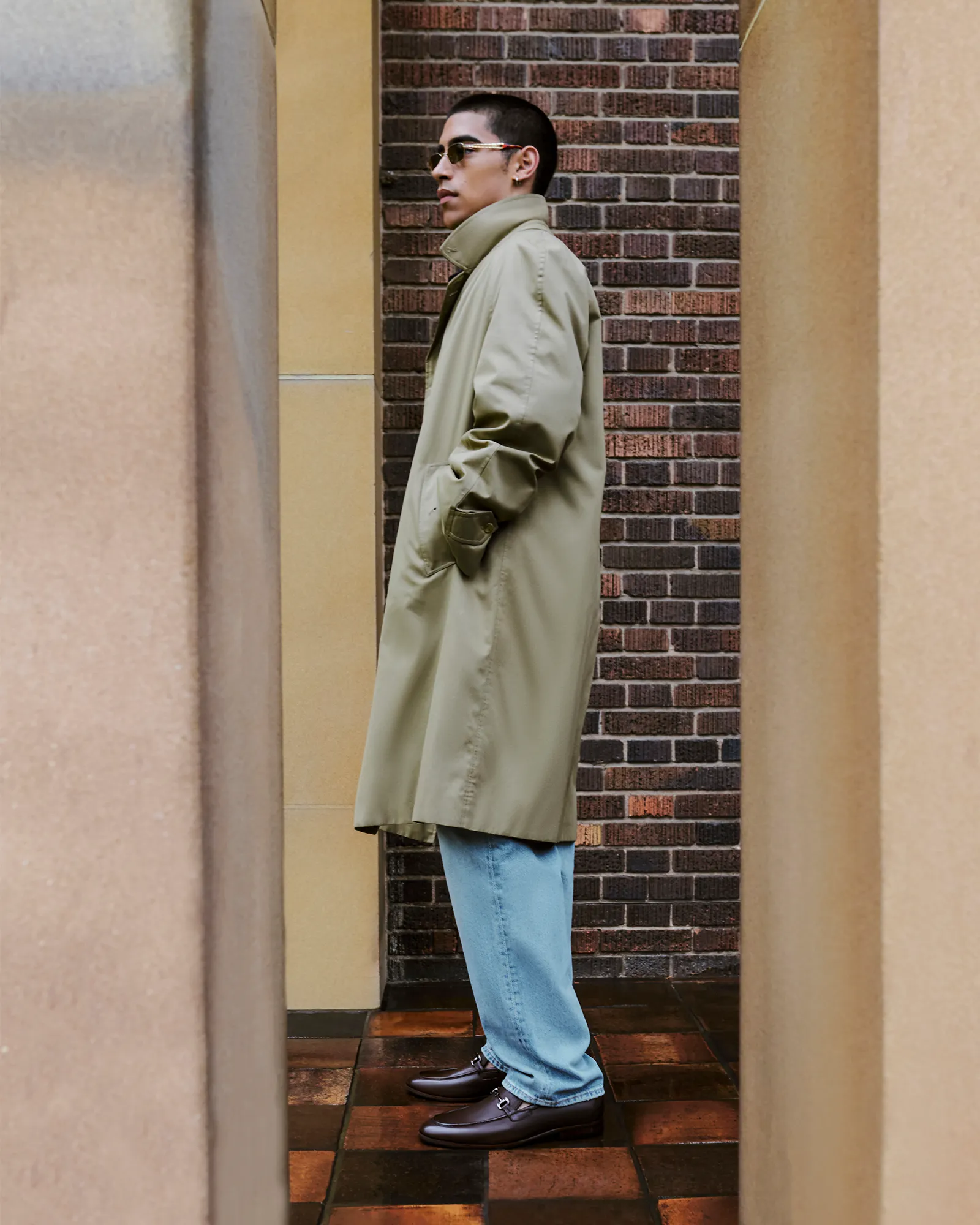 NATE Leather Buckle Trim Loafers