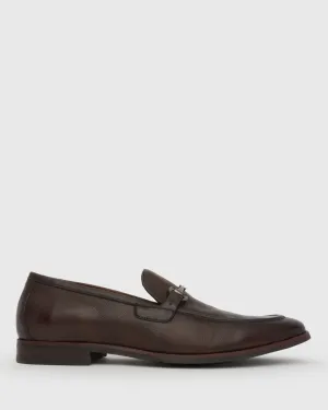 NATE Leather Buckle Trim Loafers