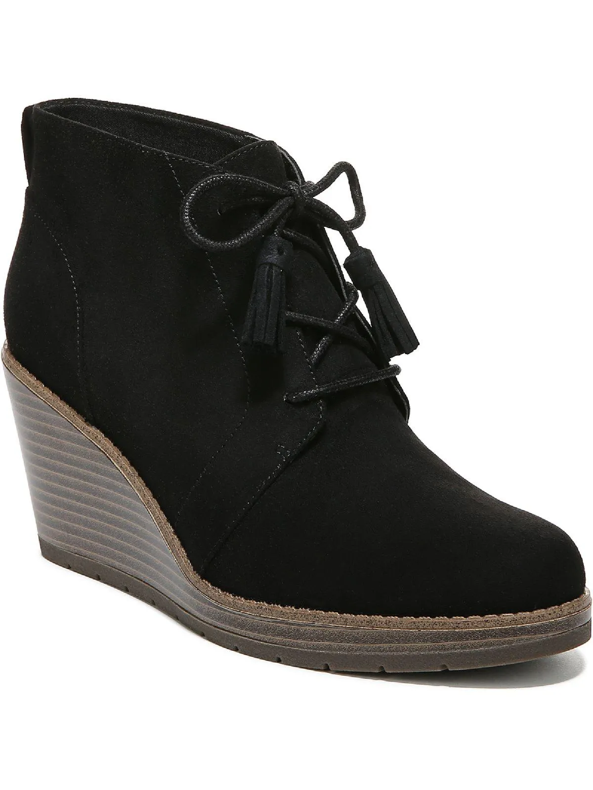 One Love Womens Faux Suede Round Toe Wedge Boots