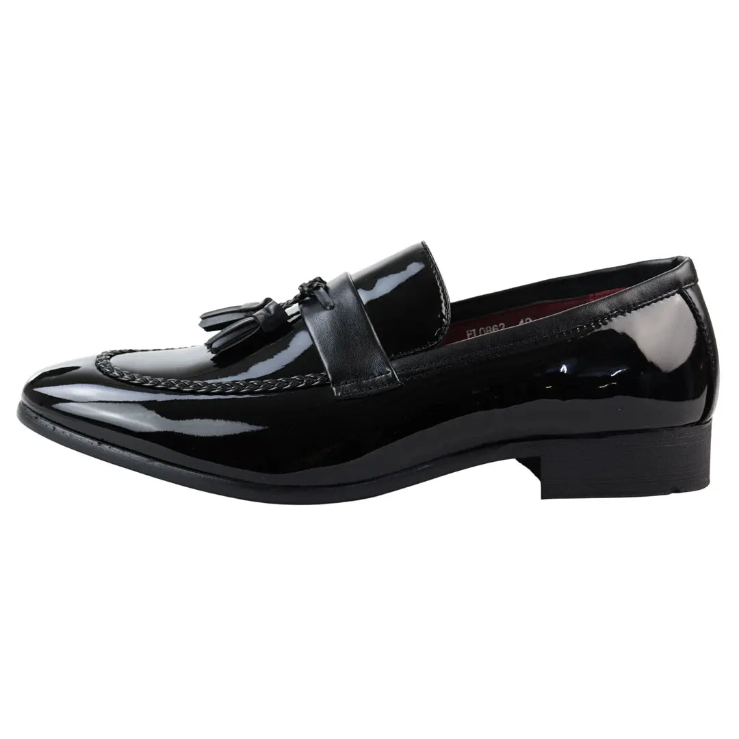 Patent Tassel Slip On Loafers